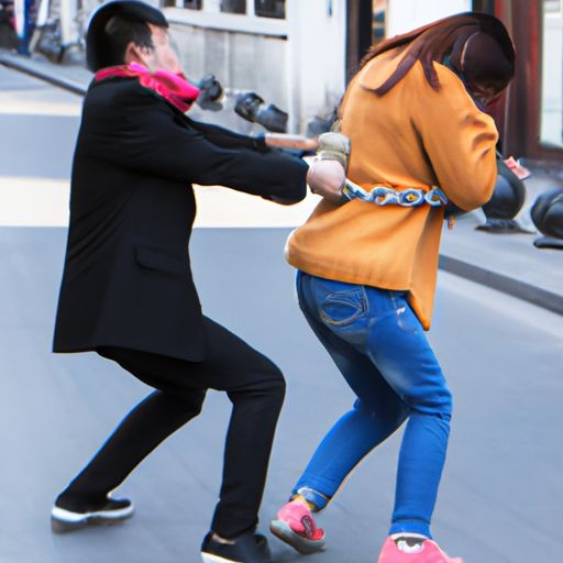 女子街头用链子牵爬行男子均被拘